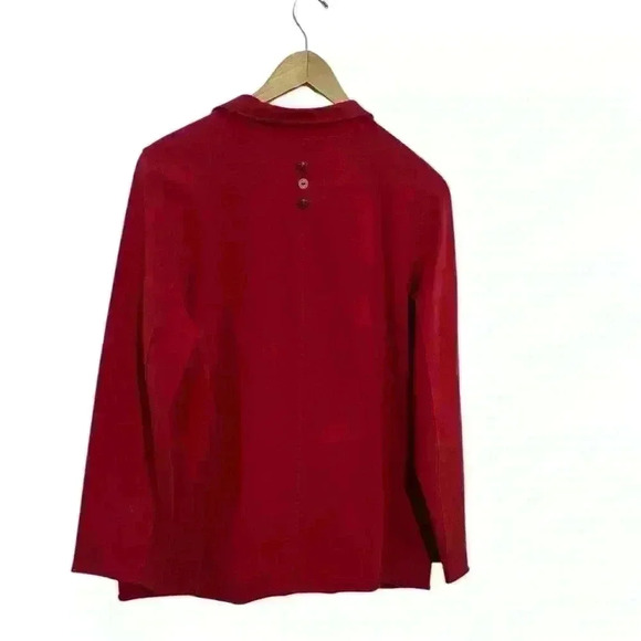White Lotus Womens L Cranberry Red Cotton Jacket Chore Pocket Buttons - Picture 8 of 8